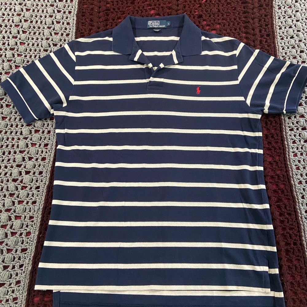 Polo by Ralph Lauren Blue and White Striped Polo Shirt